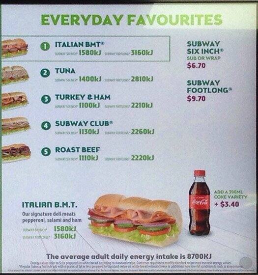 Carta de Subway