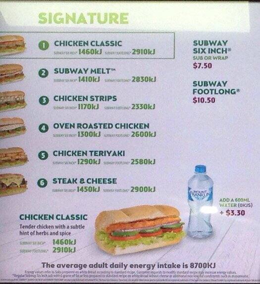 Carta de Subway