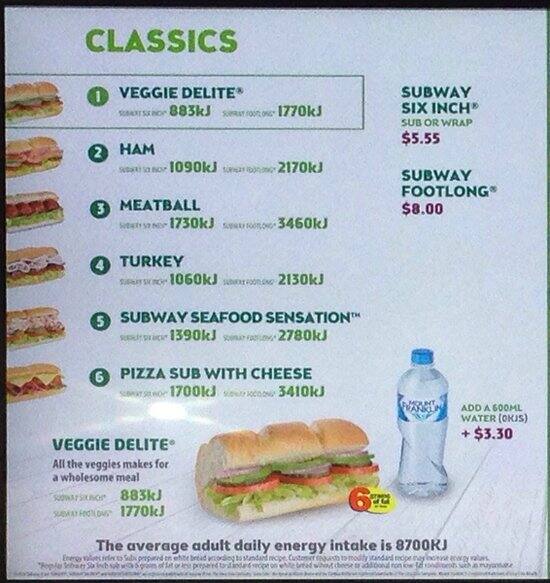 Carta de Subway