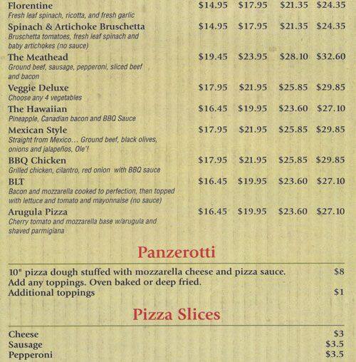 Menu at Mamma Maria's Pizzeria, Bensenville