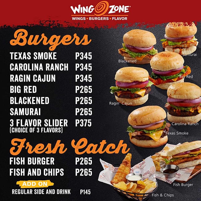 Menu at Wing Zone - Araneta Coliseum fast food, Quezon City