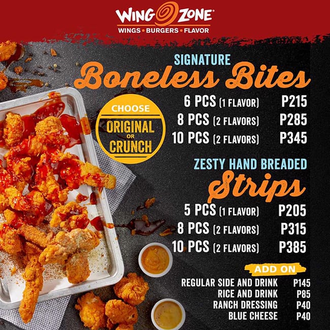 Menu at Wing Zone - Araneta Coliseum fast food, Quezon City