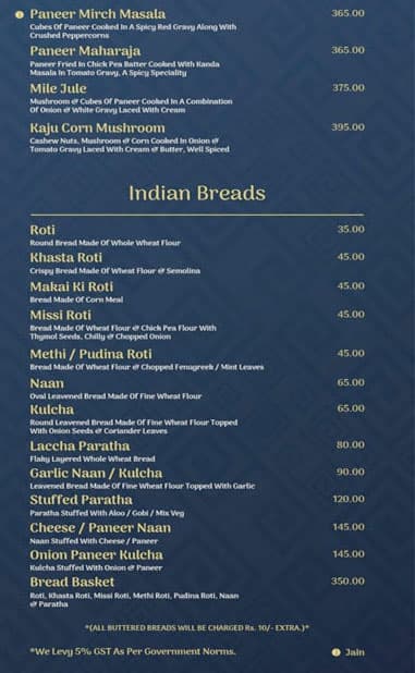 Menu of Blue Basil Vesu Surat