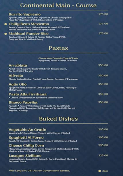 Menu of Blue Basil Vesu Surat