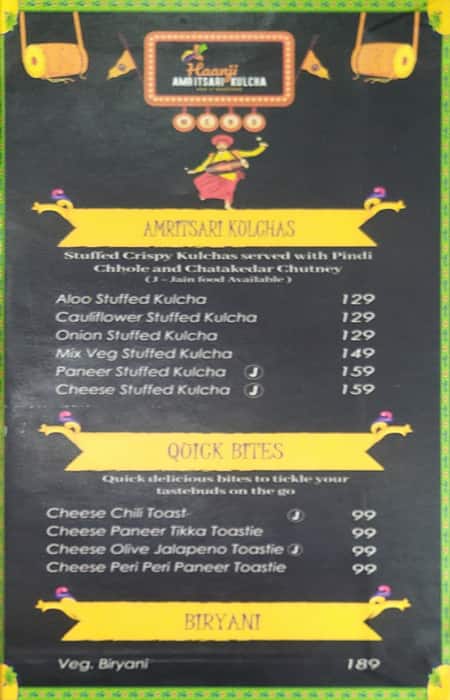 Haanji Amritsari Kulchas menu