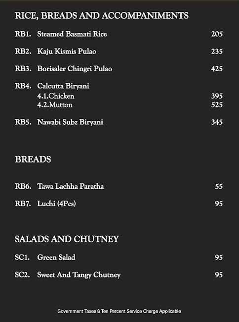 Oh! Calcutta Andheri West menu