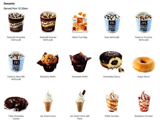 Menu at McDonald's restaurant, London, Leisure Node Southside