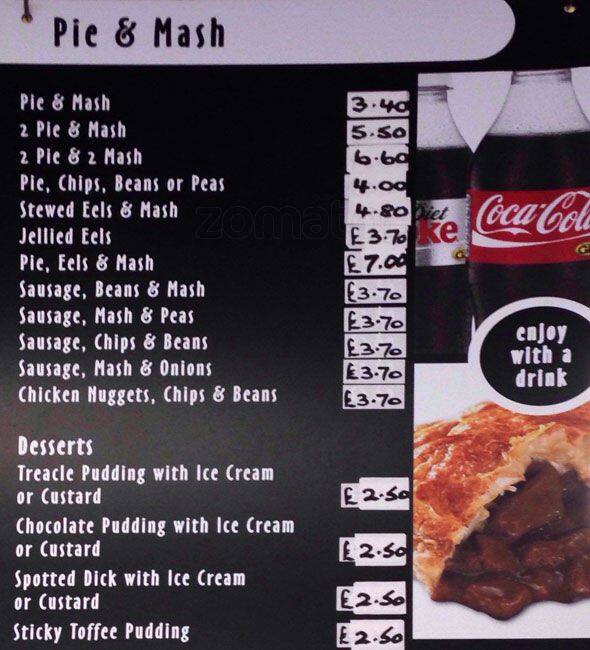 Pie 'N' Mash Menu, Menu for Pie 'N' Mash, Welling, London Zomato UK