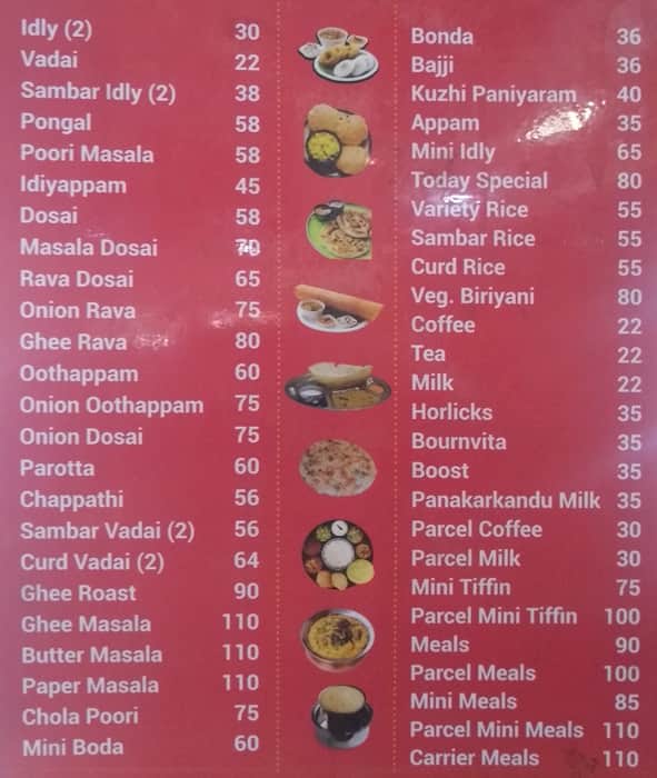 Hotel Ananda menu