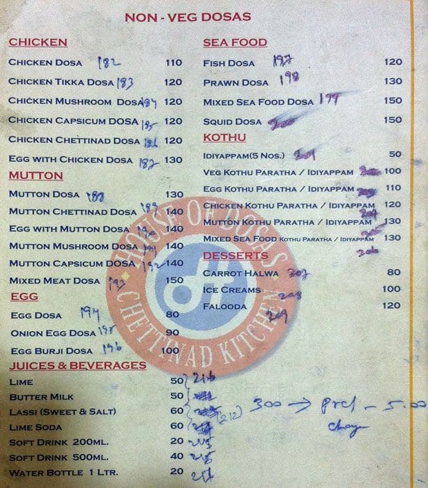 Menu at House of Dosa, Chennai, +JM7