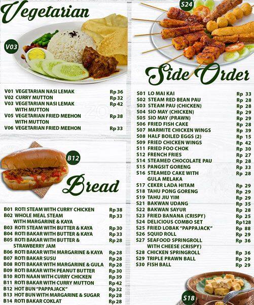 Pappa Jack Kopitiam Menu, Menu for Pappa Jack Kopitiam, Pantai Indah