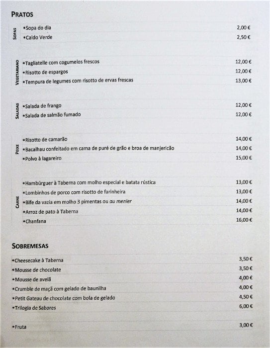 Coimbra Taberna Menu, Menu de Coimbra Taberna, Chiado, Lisboa Zomato