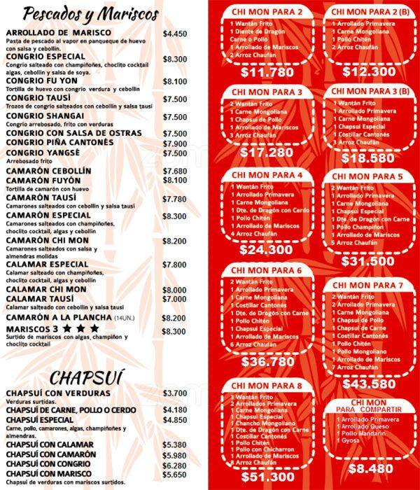 Chi Mon menu