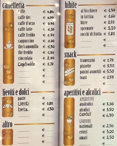 Menu di Caffe Faggiani 
