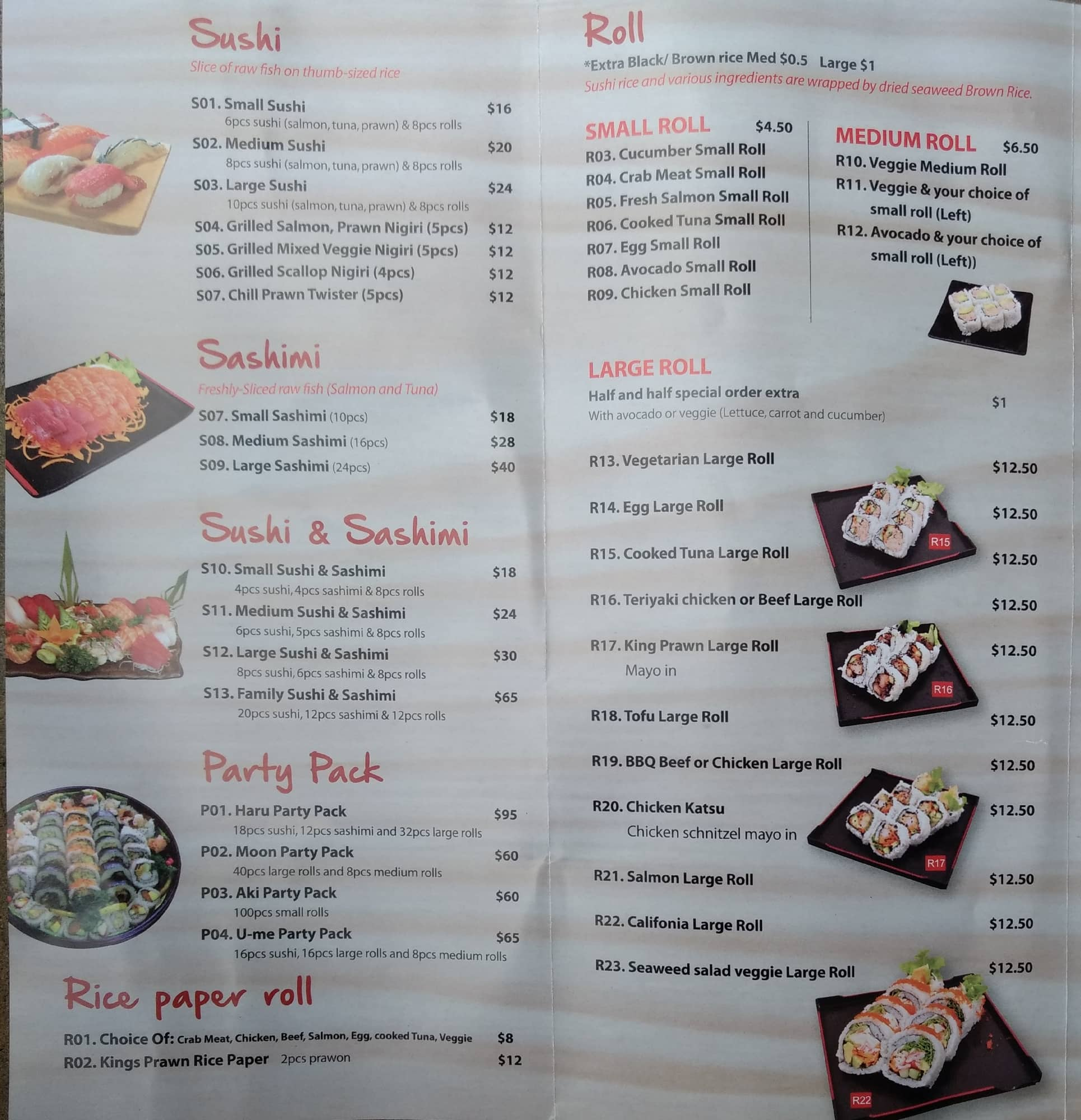 Menu At Moons Sushi Restaurant Menai