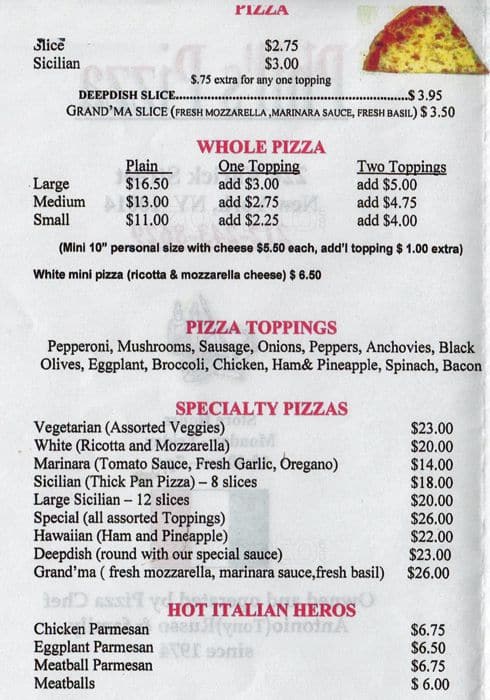 Phil's Pizza Menu, Menu for Phil's Pizza, West Village, New York City ...