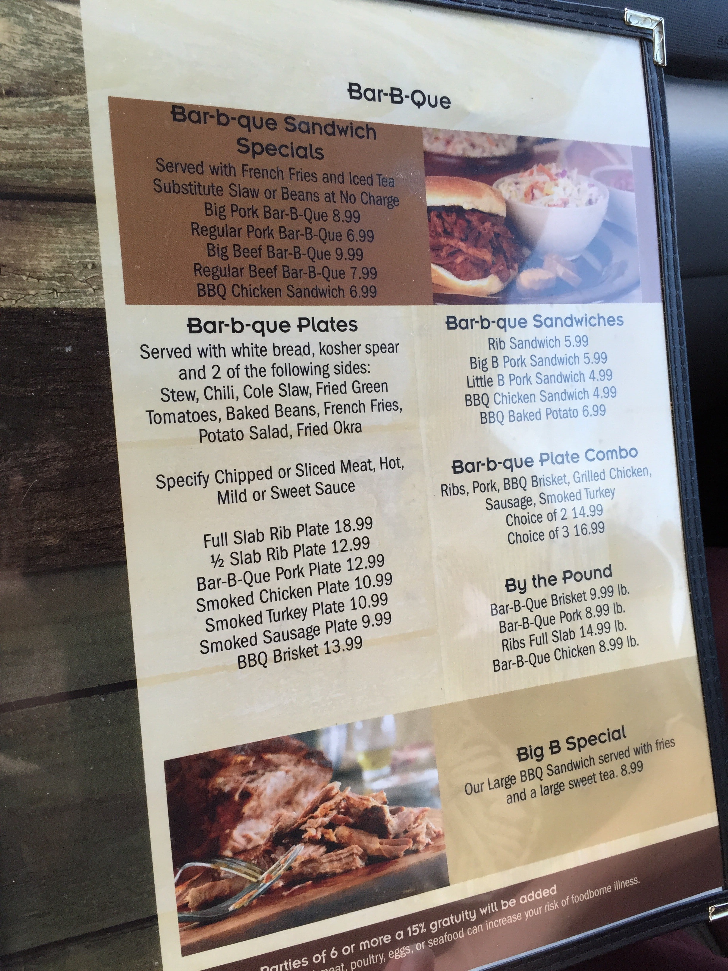 Menu At Big B Bar-B-Que, Alexander City