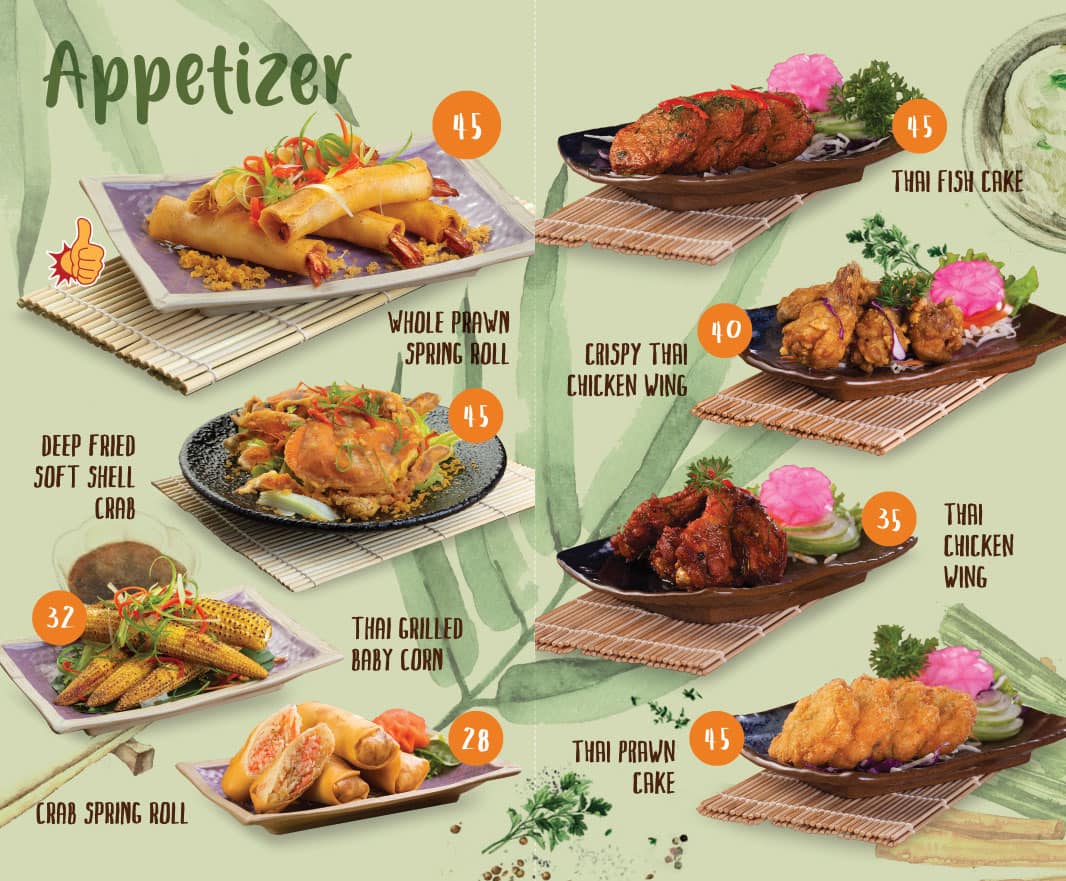 Menu at Thai Street restaurant, Sampora