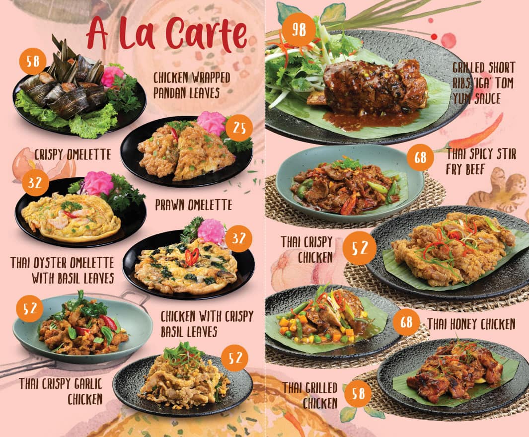 Menu at Thai Street restaurant, Sampora