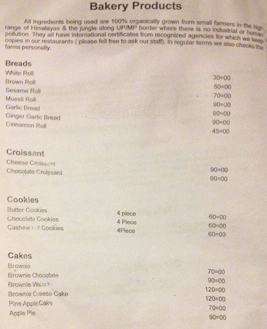 Brownie Restaurant Menu, Menu for Brownie Restaurant, Nadesar, Varanasi