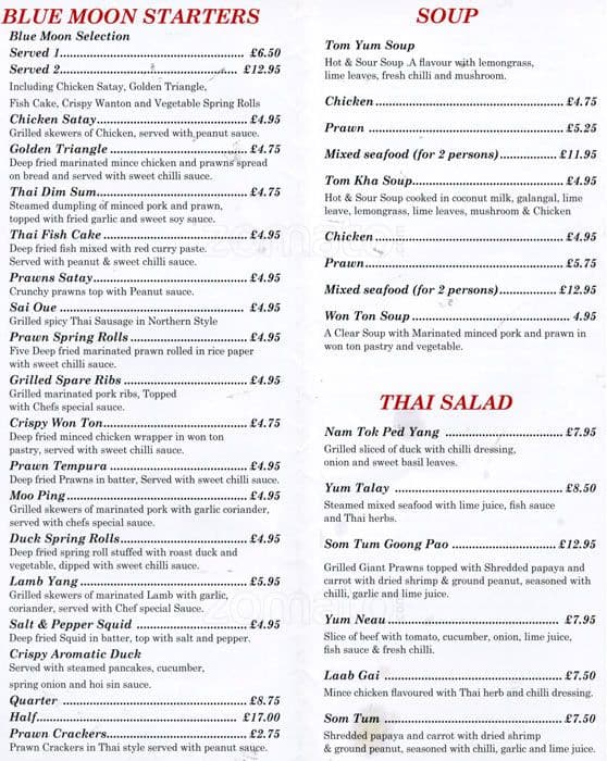 Blue Moon Cafe Menu Menu Para Blue Moon Cafe Tufnell Park London