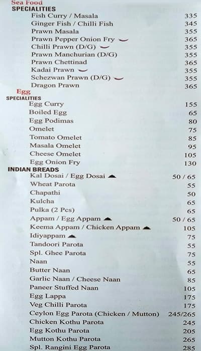 Buhari Hotel menu