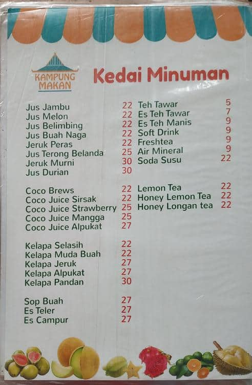  Menu Minuman  Kedai Makan rojogoo