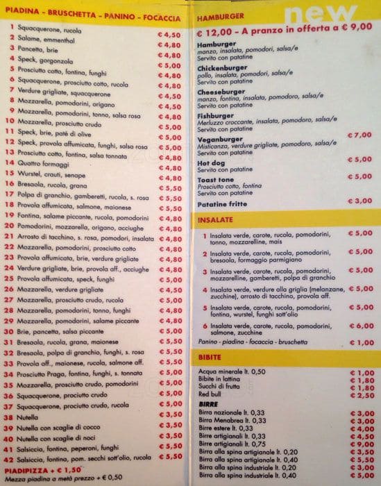 Piada e Brusca a Milano Foto del Menu con Prezzi Zomato Italia