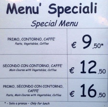 Menu di Trattoria da Aldo 