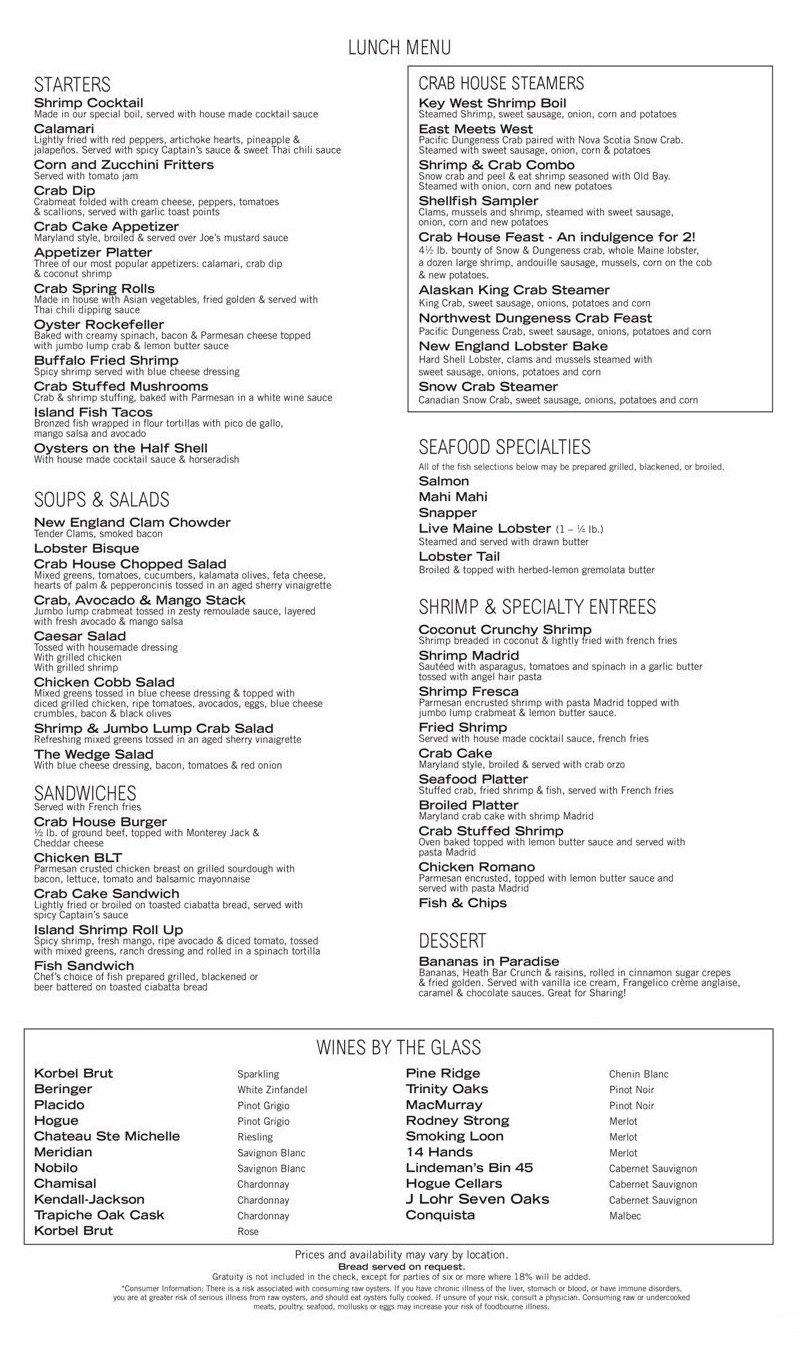 The Crab House Seafood Restaurant Menu Urbanspoon/Zomato