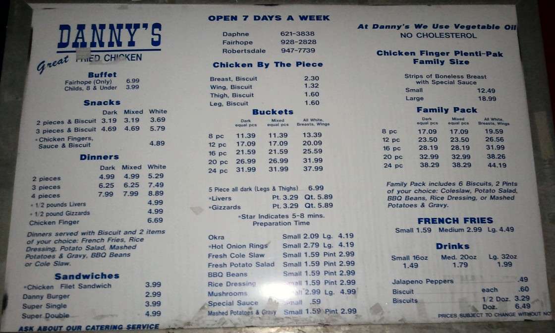 Menu At Danny s Southern Cooking Restaurant Fairhope Menu At Danny s Southern Cooking Restaurant Fairhope