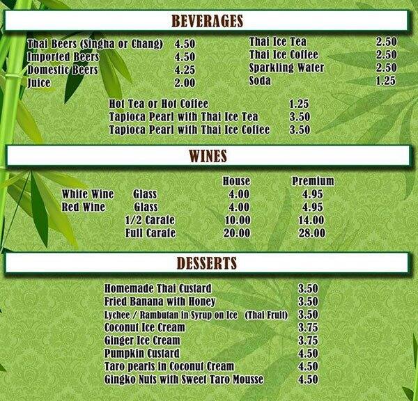 Thai Bamboo Menu, Menu for Thai Bamboo, Troy, Troy Urbanspoon/Zomato