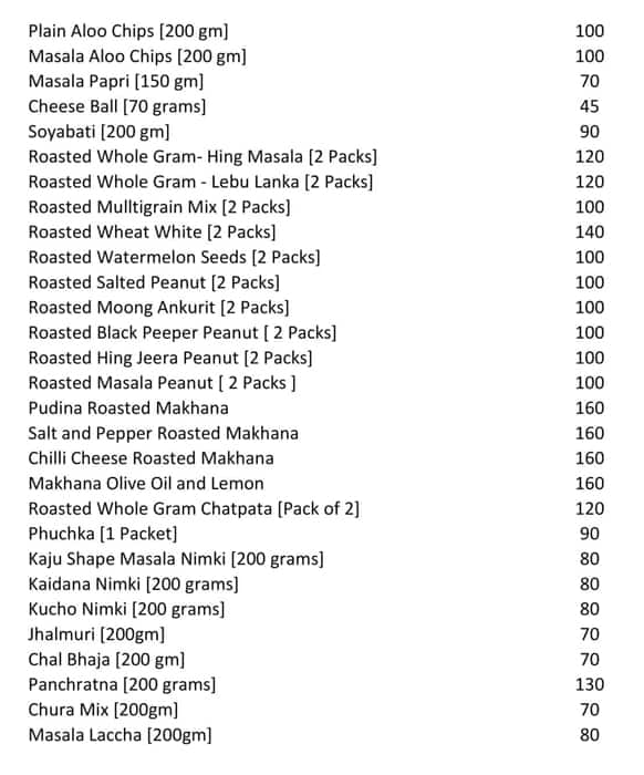 Balaram Mullick & Radharaman Mullick menu