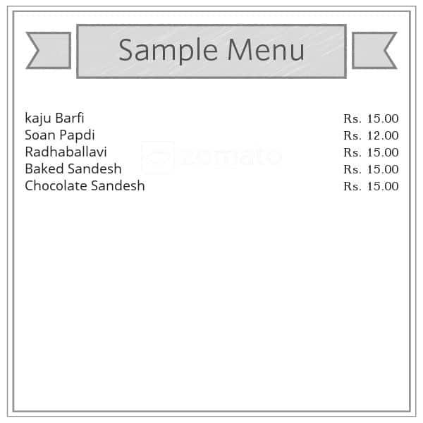 Balaram Mullick & Radharaman Mullick menu