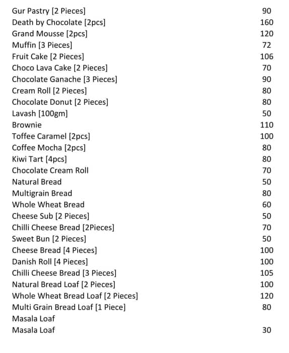 Balaram Mullick & Radharaman Mullick menu