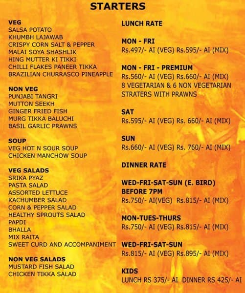 Pirates of Grill menu, Menu restauracji Pirates of Grill, Rajouri