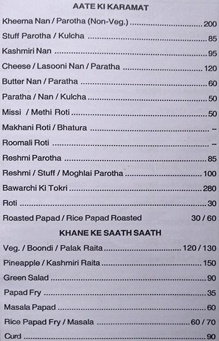 Hotel Sai Pranay menu