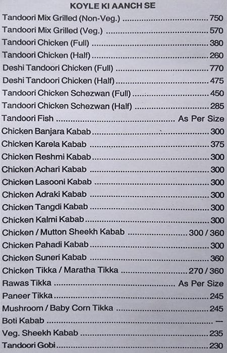 Hotel Sai Pranay menu