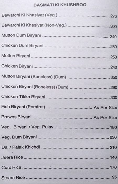 Hotel Sai Pranay menu