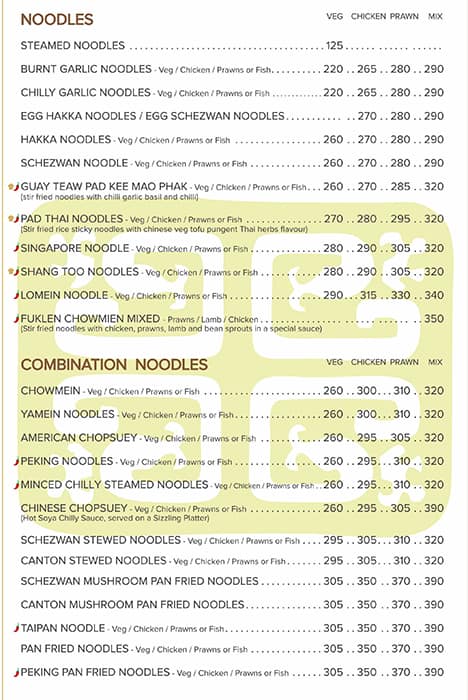 Chinese Room menu