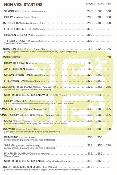 Chinese Room menu