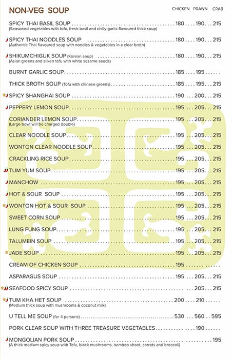 Chinese Room menu