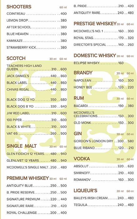 Chinese Room menu