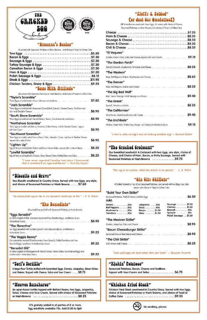 The Cracked Egg Menu Menu For The Cracked Egg Spring Valley Las 