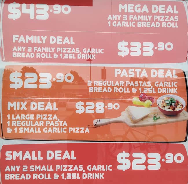 Menu at Oz Pizza Delight pizzeria, Berwick