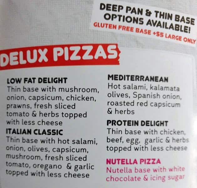 Menu at Oz Pizza Delight pizzeria, Berwick