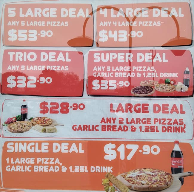 Menu at Oz Pizza Delight pizzeria, Berwick