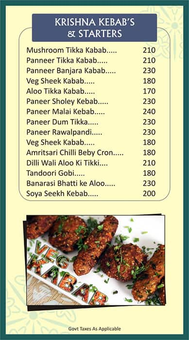 Menu At Krishna Pure Veg Pune Shop