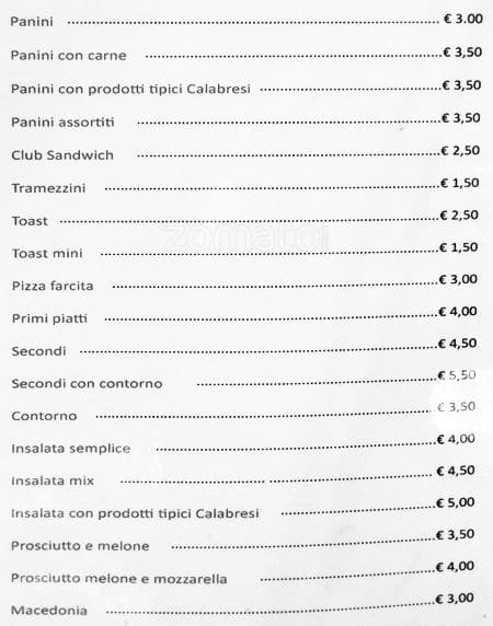Menu di Imperial Caffè 