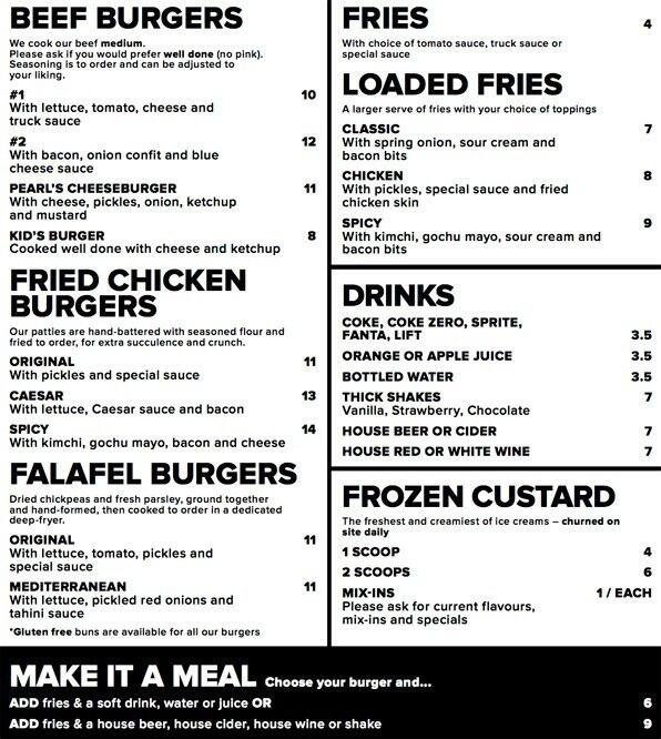 Burger Theory Menu, Menu podniku Burger Theory, City Centre, Adelaide ...